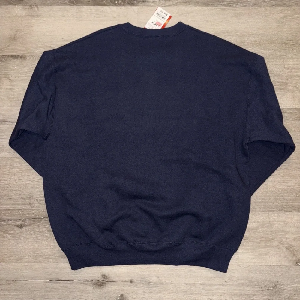 Vtg NFL New England Patriots Pullover Crewneck Sweatshirt Men's Large Navy Blue